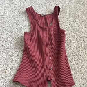Free people razor back button up ribbed tank